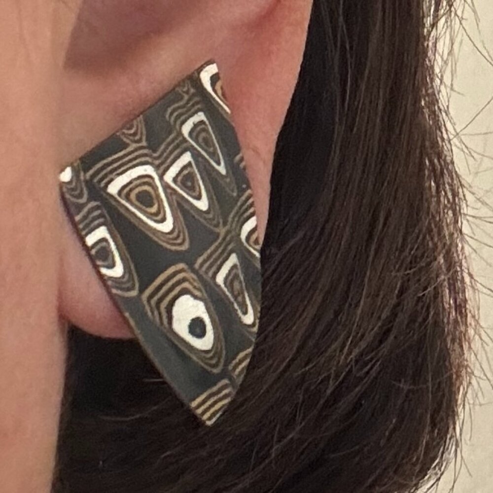 Designer silver post earrings with modern design